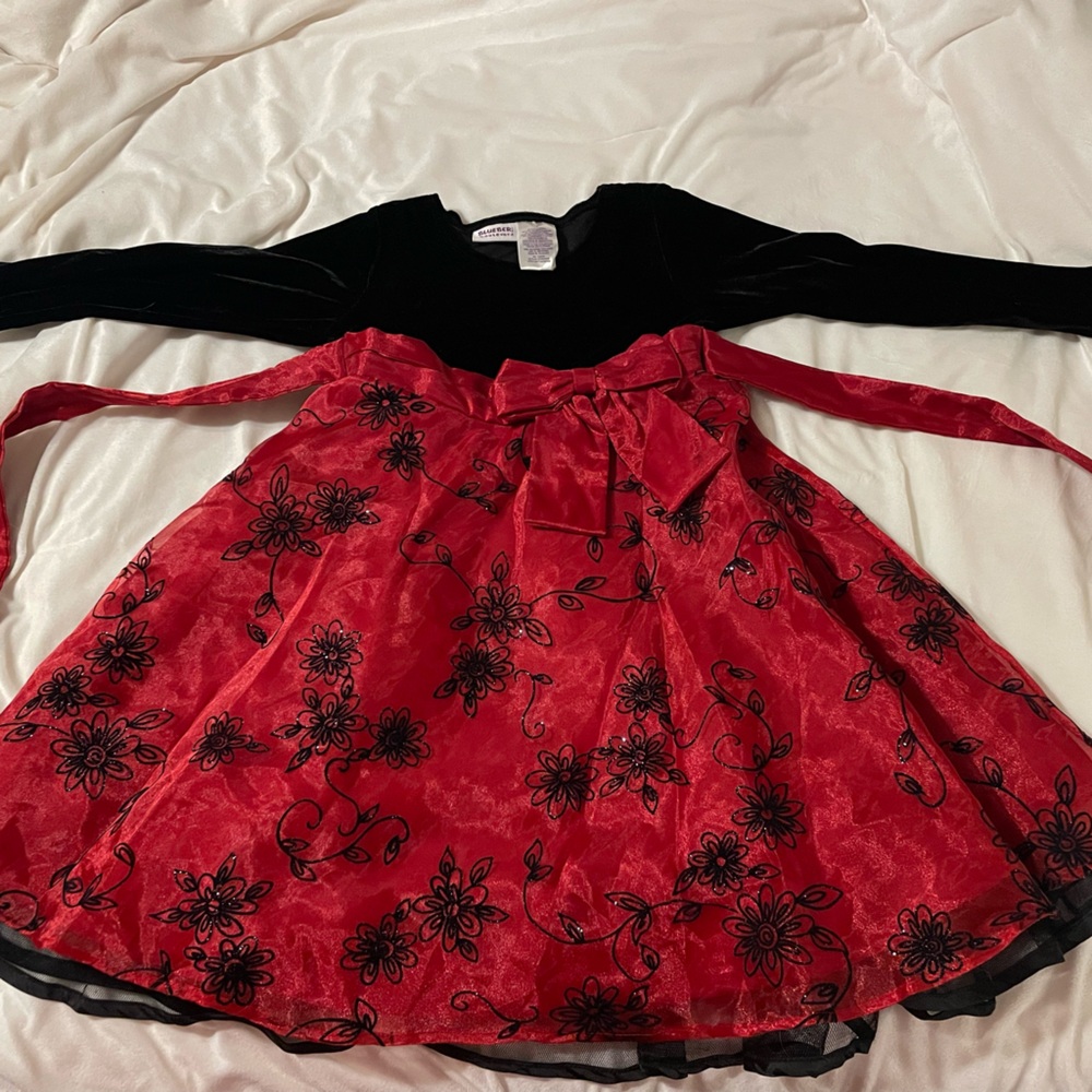 Blueberi Boulevard Red and Black Long Sleeve Sundress